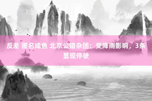 反差 匿名咸鱼 北京公错杂团：受降雨影响，3条显现停驶