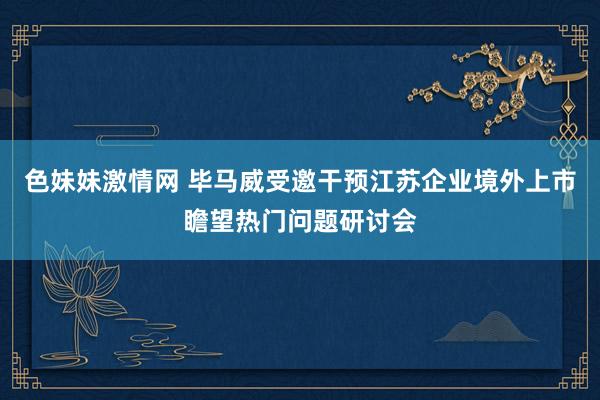 色妹妹激情网 毕马威受邀干预江苏企业境外上市瞻望热门问题研讨会