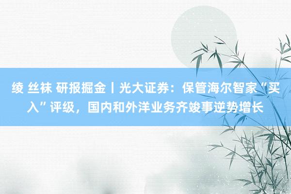 绫 丝袜 研报掘金丨光大证券：保管海尔智家“买入”评级，国内和外洋业务齐竣事逆势增长