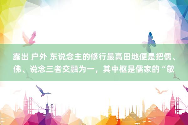 露出 户外 东说念主的修行最高田地便是把儒、佛、说念三者交融为一，其中枢是儒家的“敬