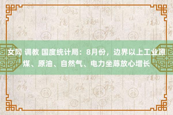 女同 调教 国度统计局：8月份，边界以上工业原煤、原油、自然气、电力坐蓐放心增长