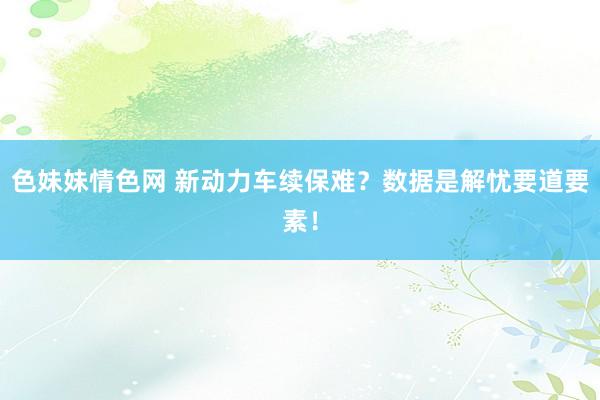 色妹妹情色网 新动力车续保难？数据是解忧要道要素！