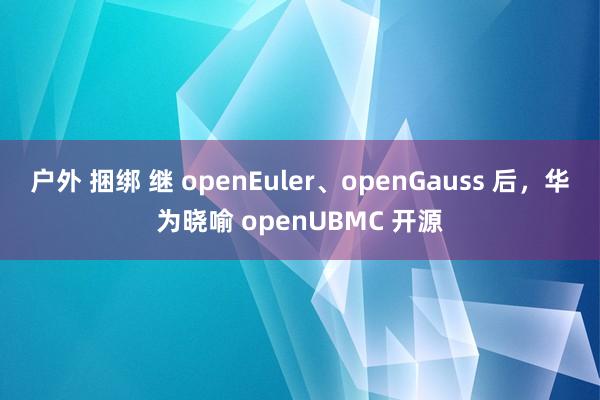 户外 捆绑 继 openEuler、openGauss 后，华为晓喻 openUBMC 开源