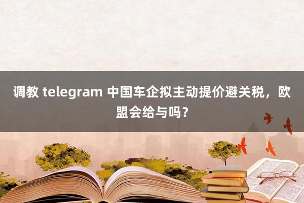 调教 telegram 中国车企拟主动提价避关税，欧盟会给与吗？