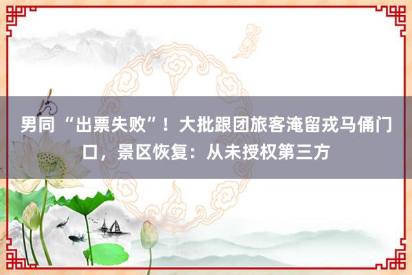 男同 “出票失败”！大批跟团旅客淹留戎马俑门口，景区恢复：从未授权第三方