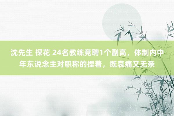 沈先生 探花 24名教练竞聘1个副高，体制内中年东说念主对职称的捏着，既哀痛又无奈