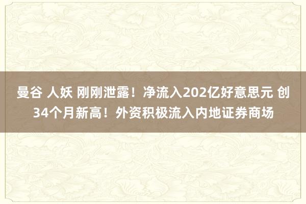 曼谷 人妖 刚刚泄露！净流入202亿好意思元 创34个月新高！外资积极流入内地证券商场