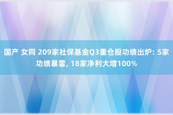 国产 女同 209家社保基金Q3重仓股功绩出炉: 5家功绩暴雷, 18家净利大增100%