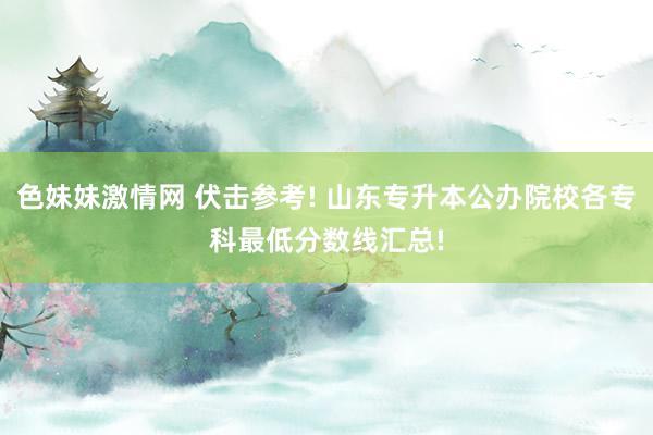 色妹妹激情网 伏击参考! 山东专升本公办院校各专科最低分数线汇总!