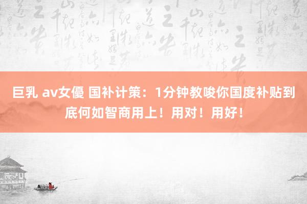 巨乳 av女優 国补计策：1分钟教唆你国度补贴到底何如智商用上！用对！用好！