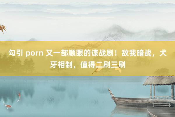 勾引 porn 又一部顺眼的谍战剧！敌我暗战，犬牙相制，值得二刷三刷