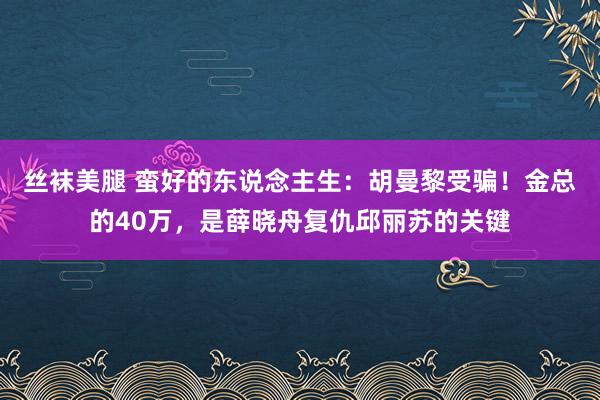 丝袜美腿 蛮好的东说念主生：胡曼黎受骗！金总的40万，是薛晓舟复仇邱丽苏的关键